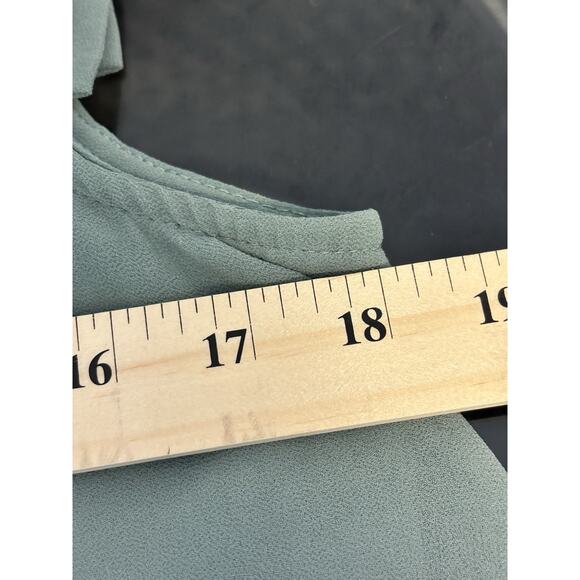 Monteau Los Angeles Shirt L Green Blouse Ruffle Cottagecore0 - Picture 5 of 5